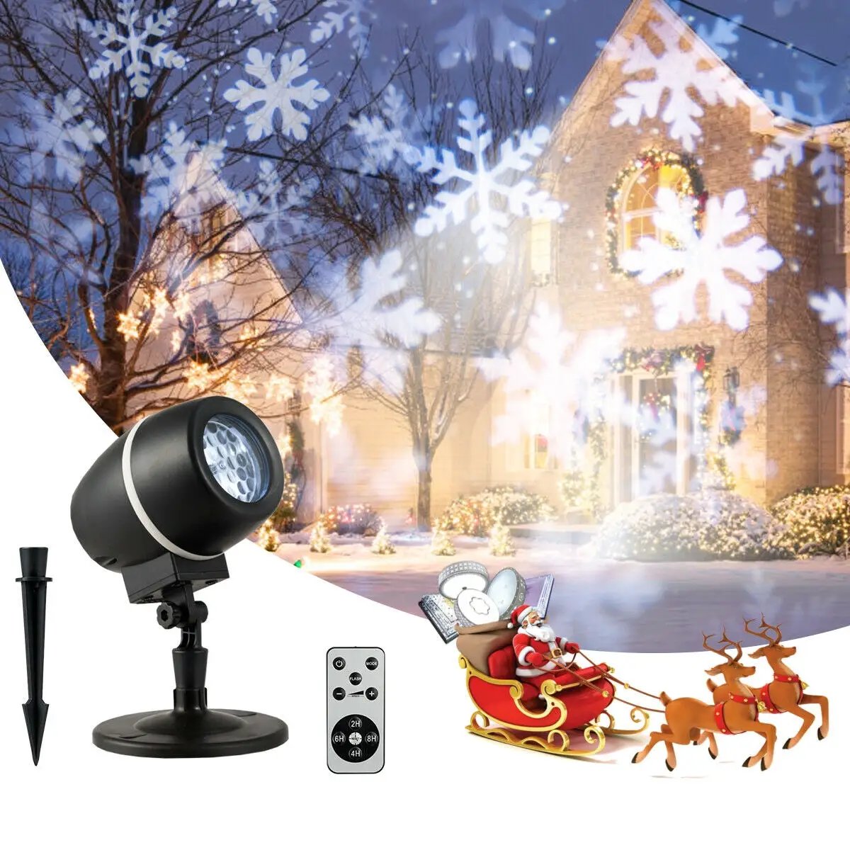 Outdoor Waterproof Christmas Snowflake LED Projector Lights with Remote Control by DirectDeals