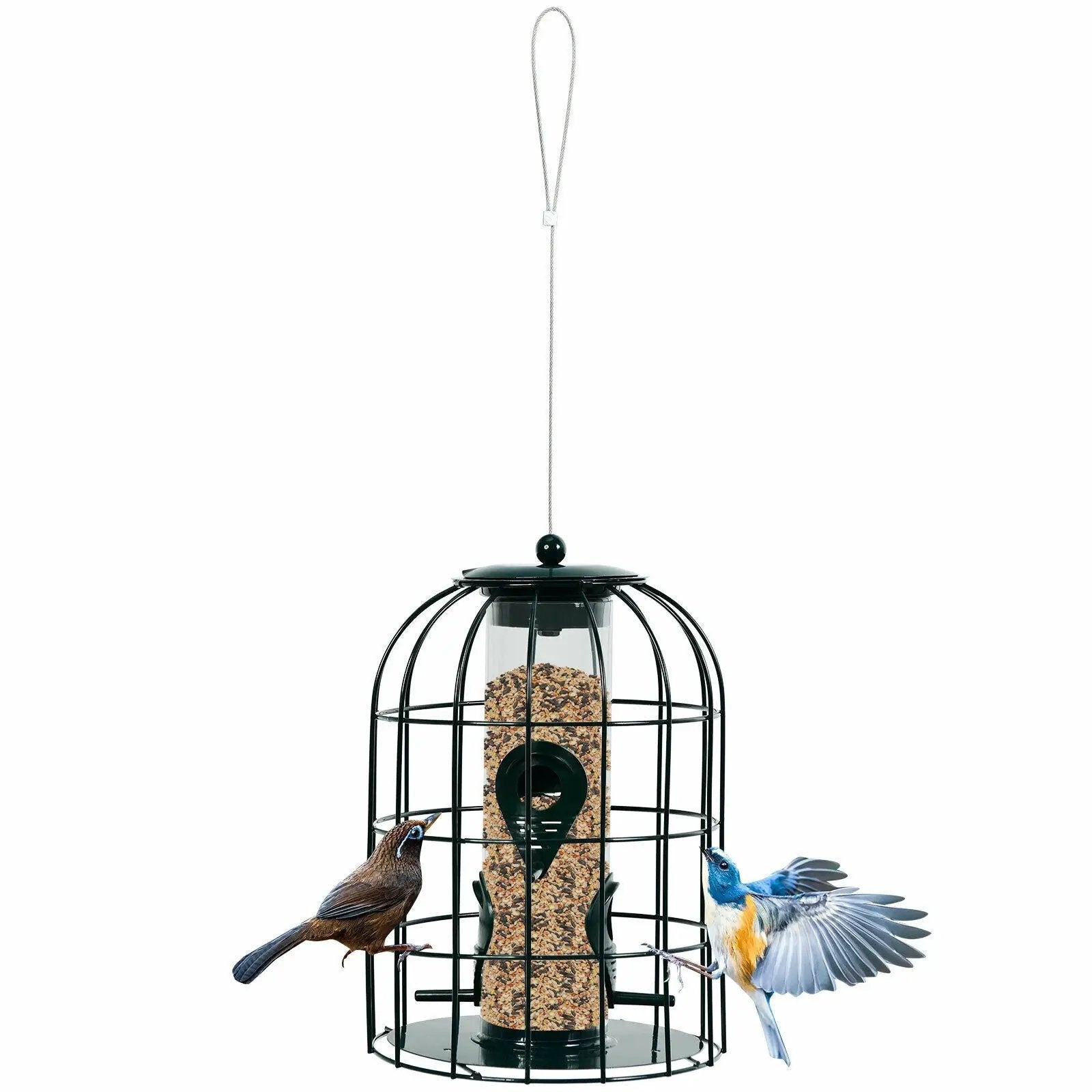 Squirrel-proof Caged Tube Wild Bird Feeder Outdoor Metal Seed Guard Deterrent by DirectDeals