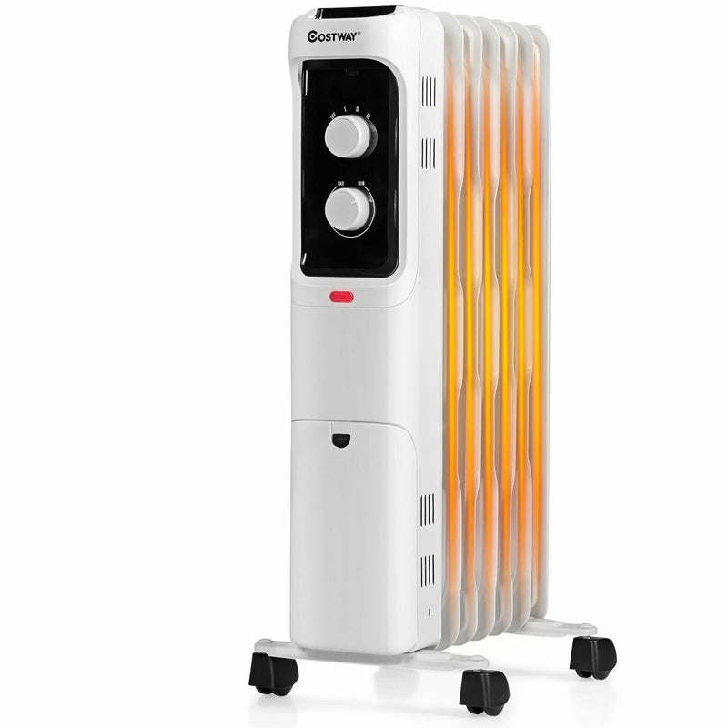 1500W Oil Filled Portable Radiator Space Heater with Adjustable Thermostat by DirectDeals