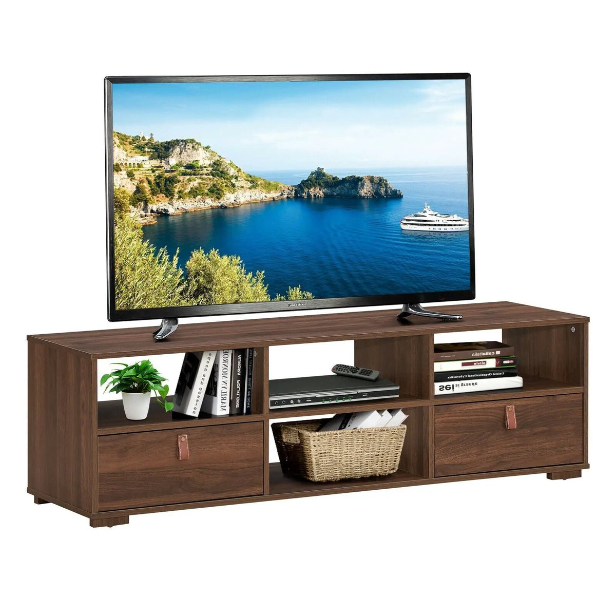 TV Stand Entertainment Media Center Console for TV's up to 60 Inch with Drawers Walnut, photo 10 of 16