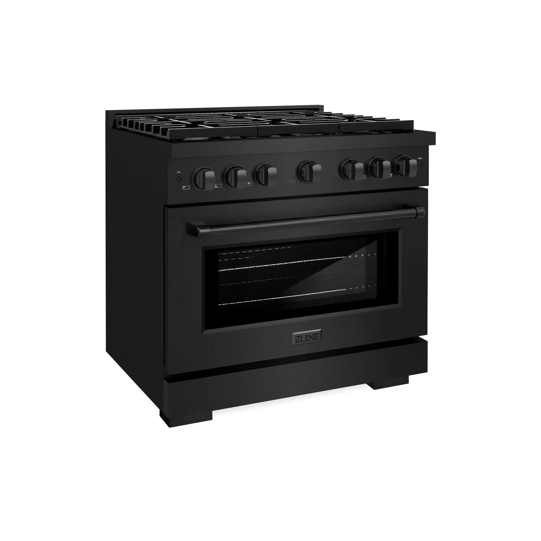 ZLINE 36"Paramount Dual Fuel Range Black Stainless Steel, Brass Burners SDRB-BR-36 by Farmhouse Kitchen and Bath