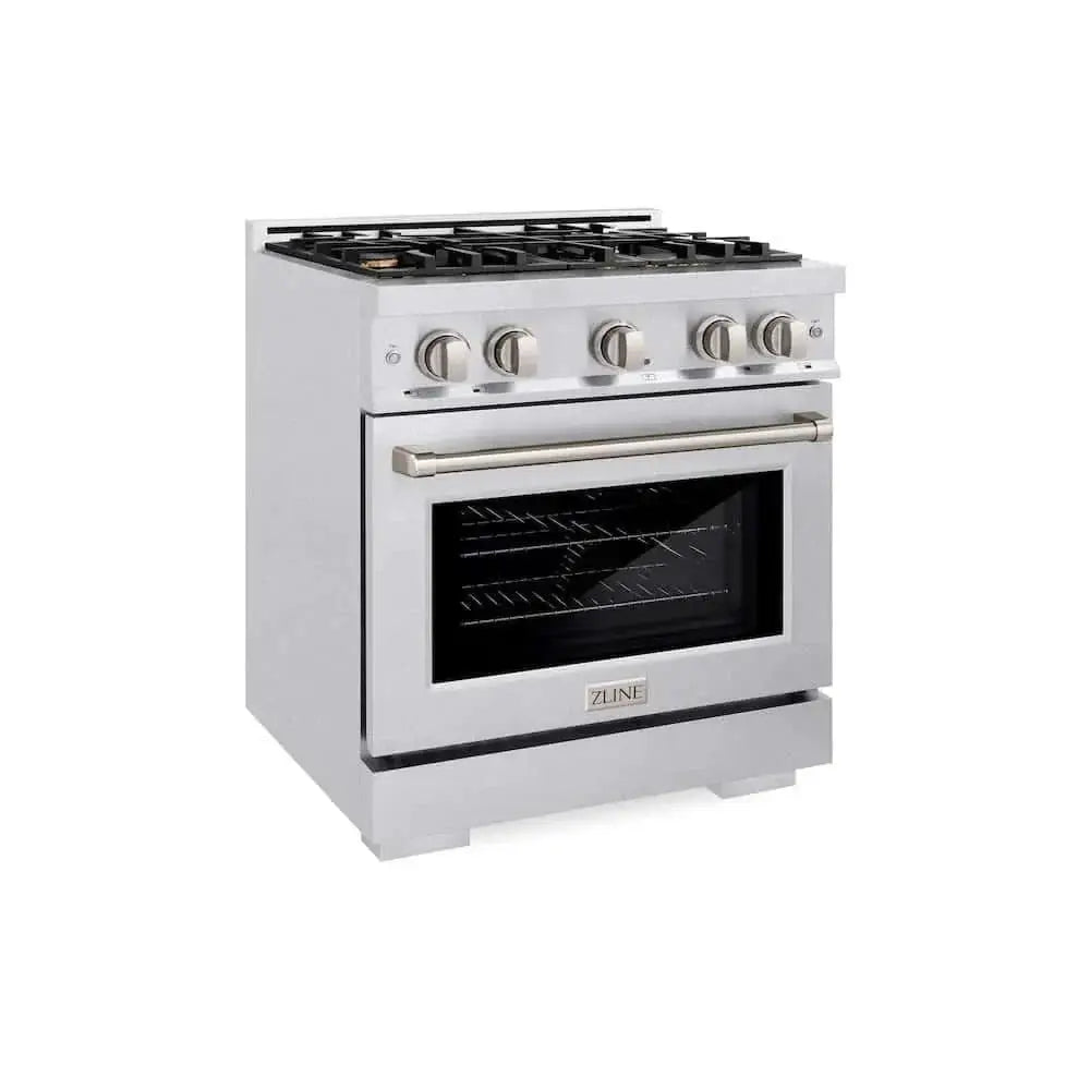 ZLINE 30" Select Gas Range Convection Gas Oven DuraSnow® Stainless Steel Brass Burners HGRS-BR-30 by Farmhouse Kitchen and Bath