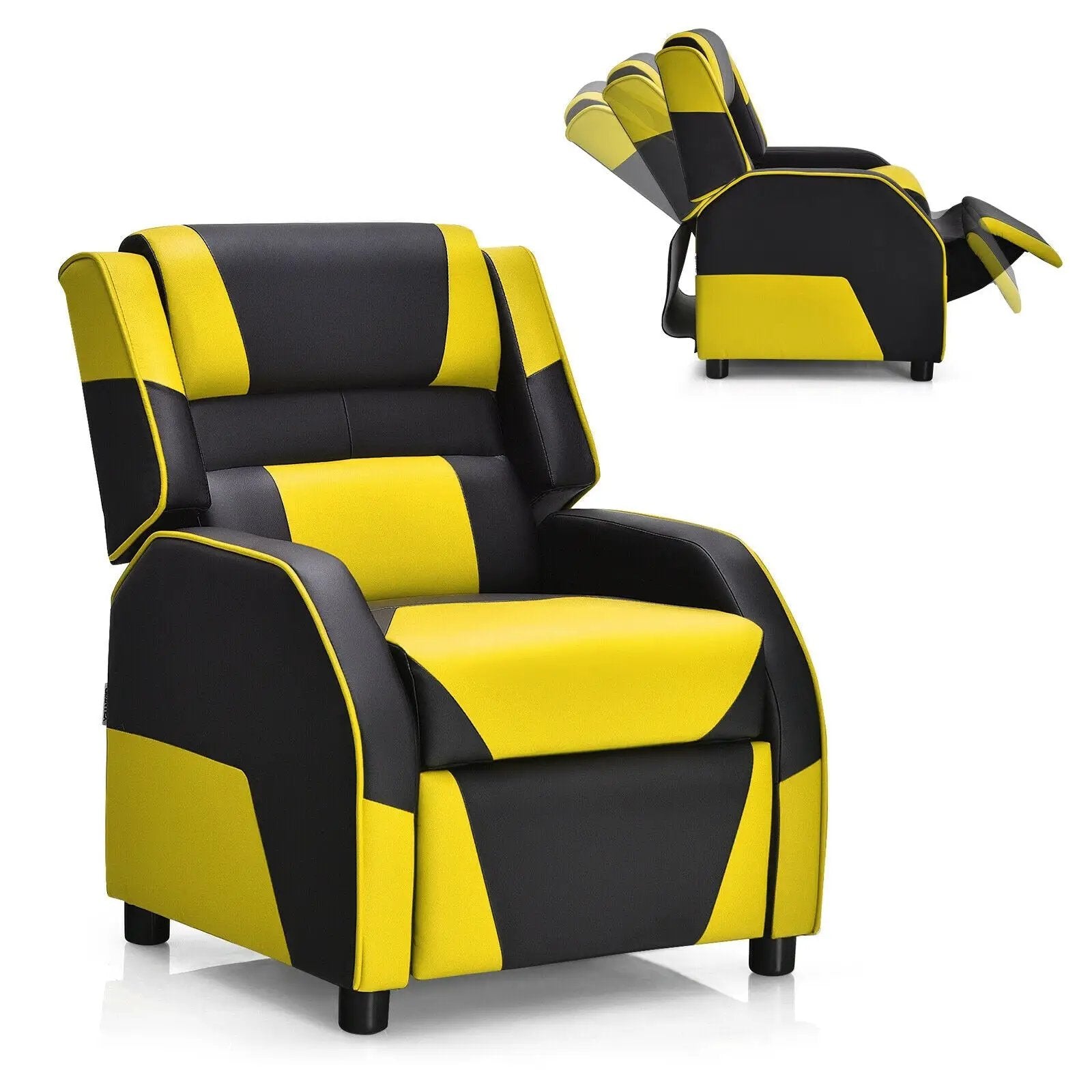 Kids Youth PU Leather Gaming Sofa Recliner with Headrest and Footrest by DirectDeals