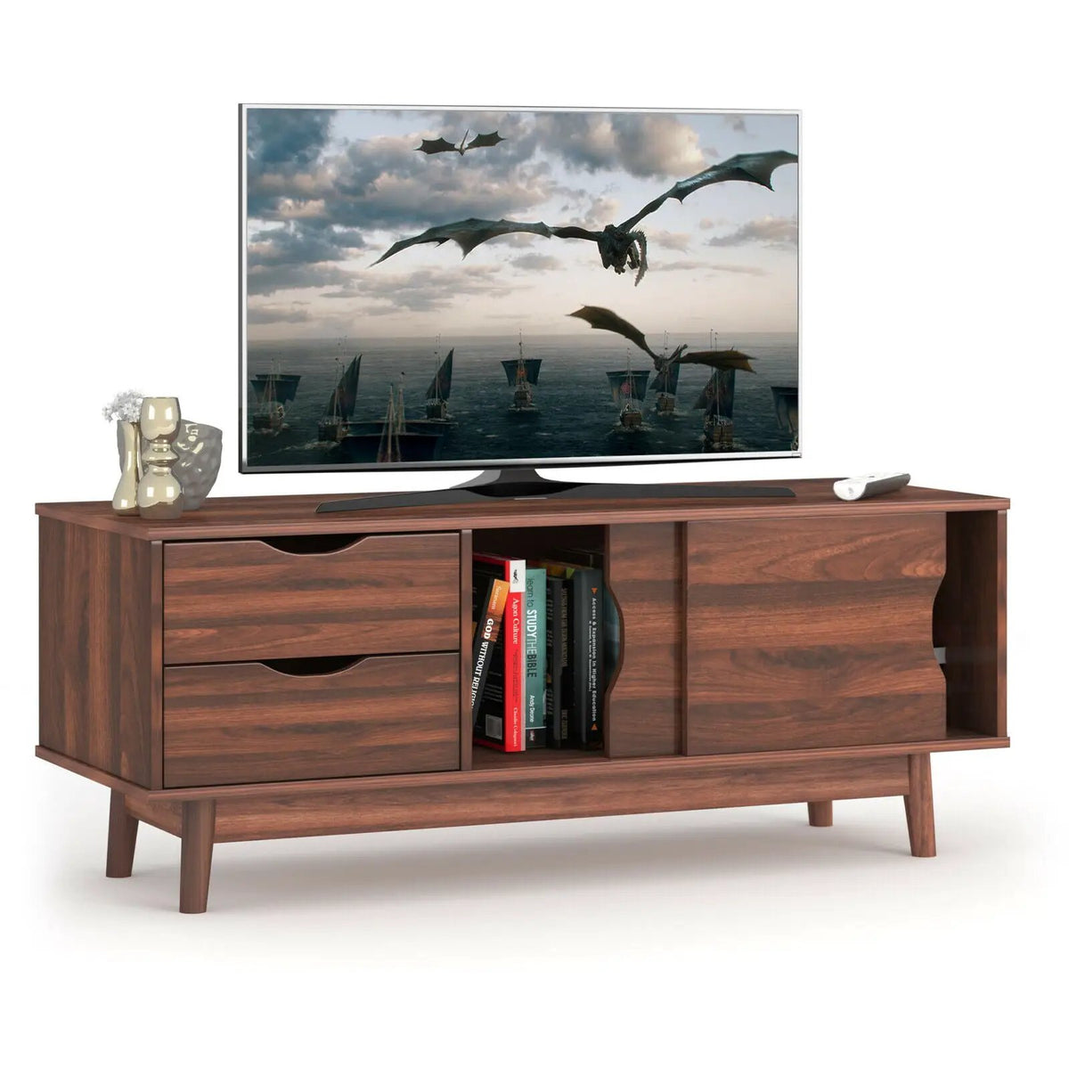 TV Stand for TV up to 60 Inch Media Console Table Storage with Doors, photo 10 of 16