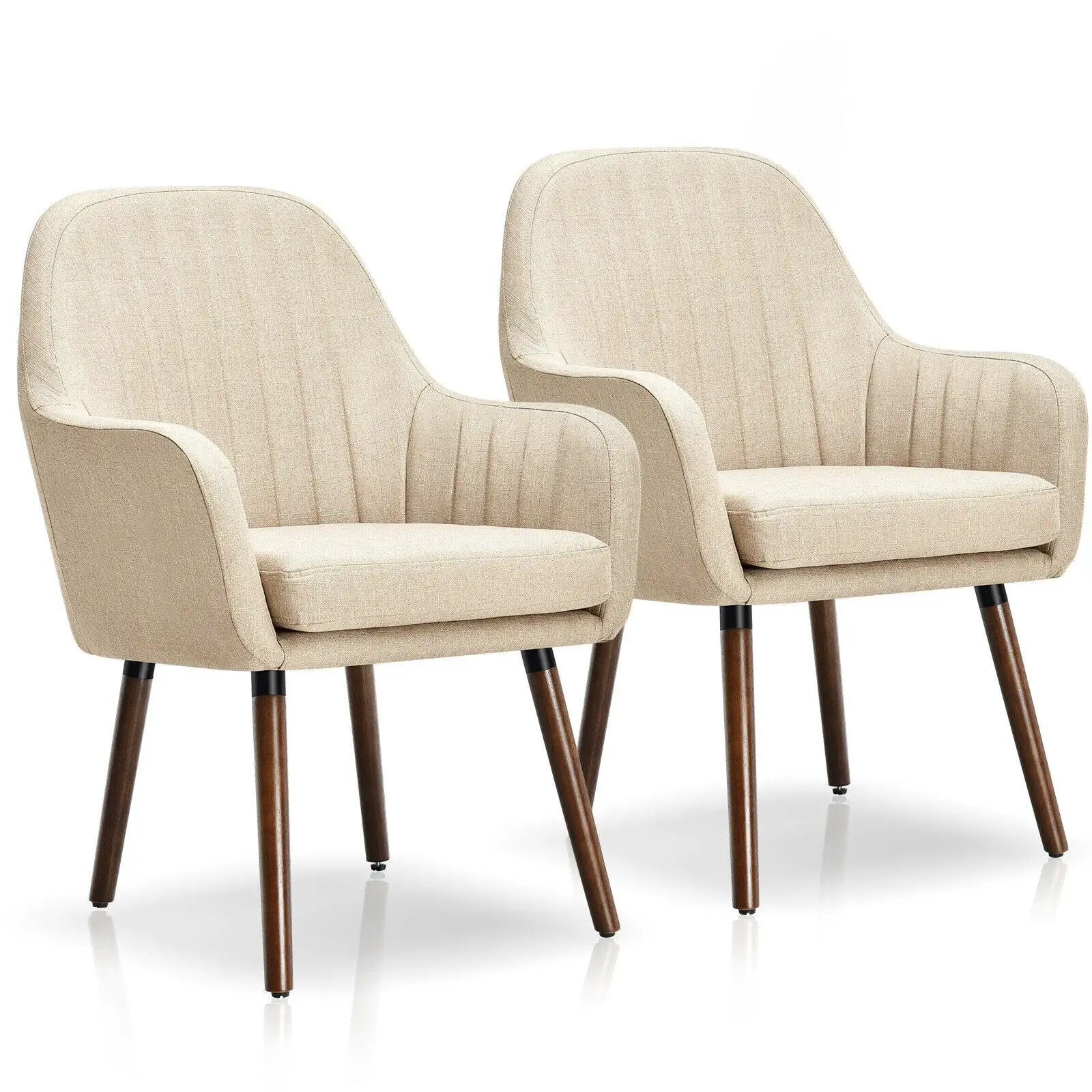 Set of 2 Fabric Upholstered Accent Chairs with Wooden Legs by DirectDeals