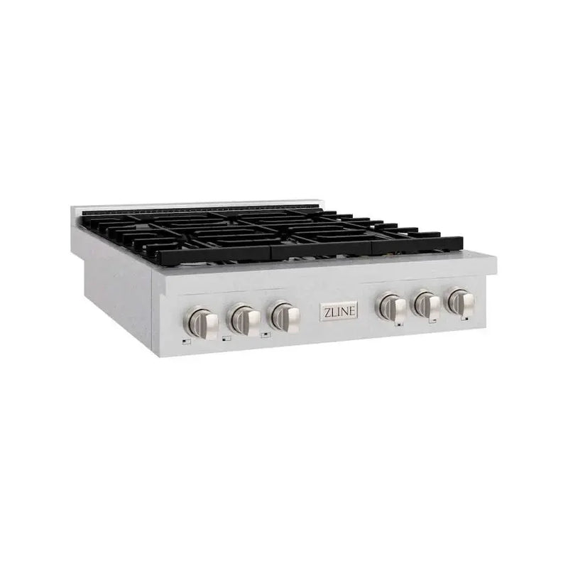 ZLINE 36" Paramount Gas Rangetop DuraSnow® Stainless Steel SRTS-36 by Farmhouse Kitchen and Bath