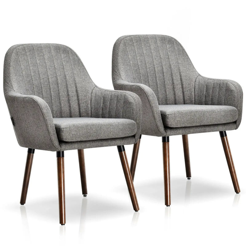 Set of 2 Fabric Upholstered Accent Chairs with Wooden Legs by DirectDeals