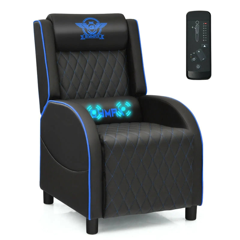 Massage Gaming Recliner Chair with Headrest and Adjustable Backrest for Home Theater by DirectDeals
