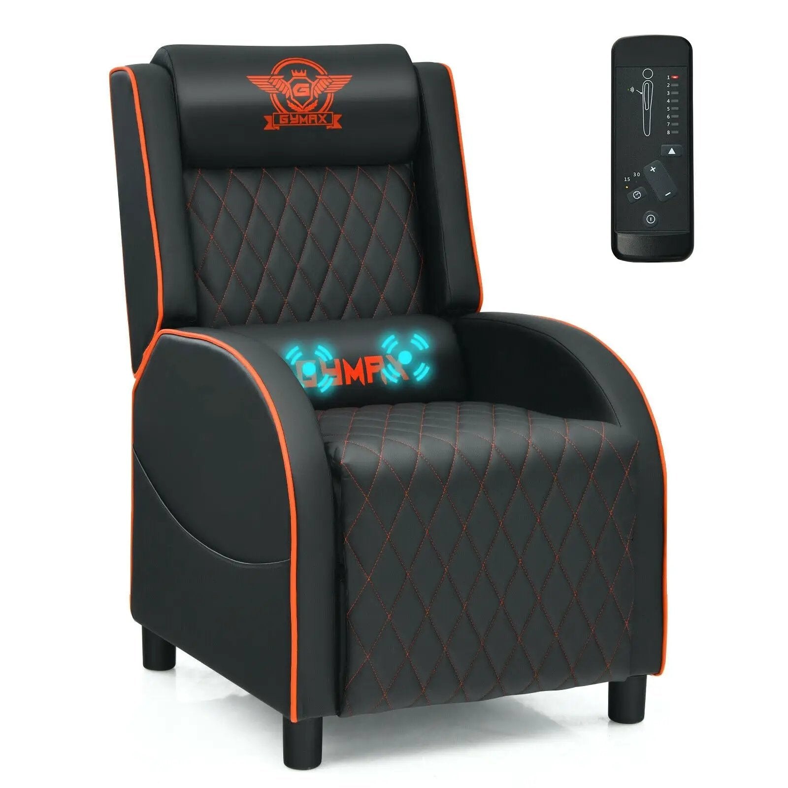 Massage Gaming Recliner Chair with Headrest and Adjustable Backrest for Home Theater by DirectDeals