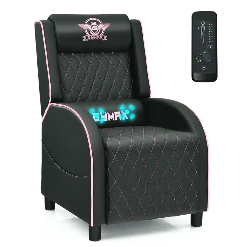 Massage Gaming Recliner Chair with Headrest and Adjustable Backrest for Home Theater by DirectDeals