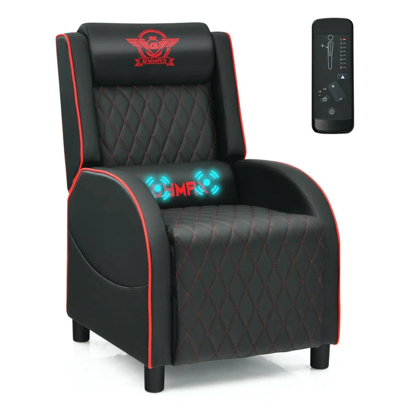 Massage Gaming Recliner Chair with Headrest and Adjustable Backrest for Home Theater by DirectDeals