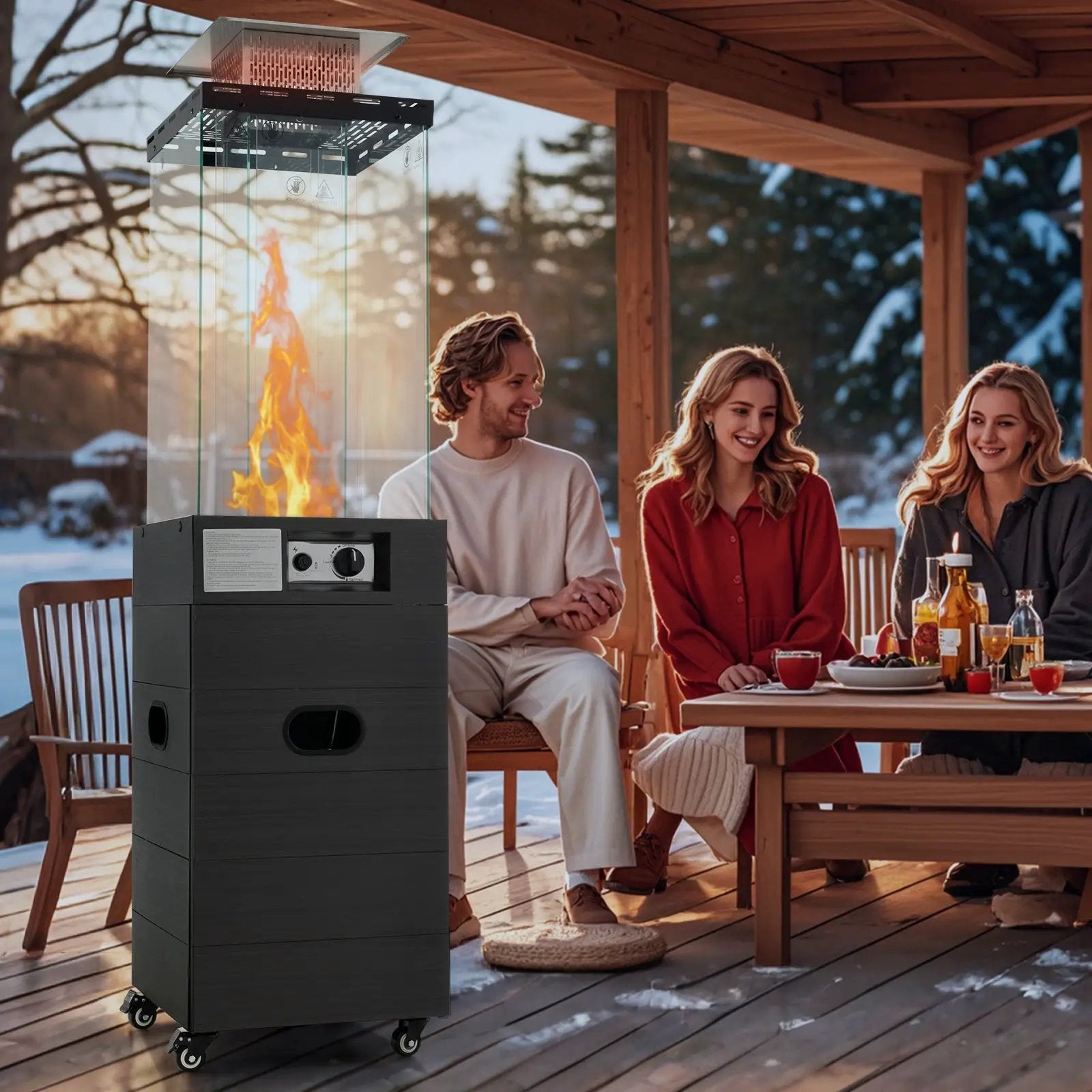40000 BTU Patio Heater Outdoor Propane Gas Heater with Cover and Wheels-Black by DirectDeals