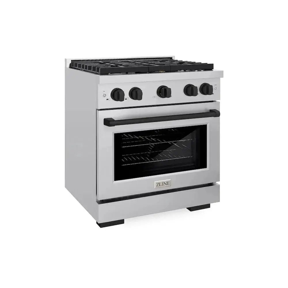 ZLINE 30"Paramount Dual Fuel Range Stainless Steel Matte Black SDRZ-30-MB by Farmhouse Kitchen and Bath