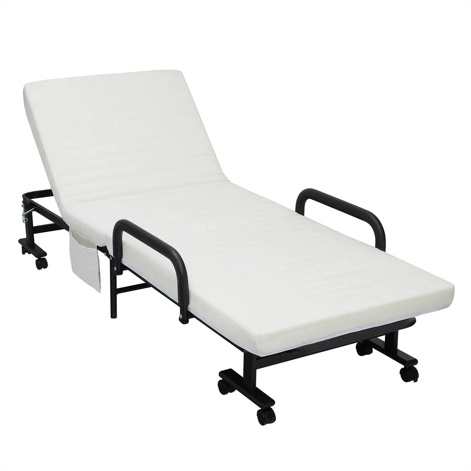 Adjustable Folding Guest Bed Frame with Mattress and Wheels by DirectDeals