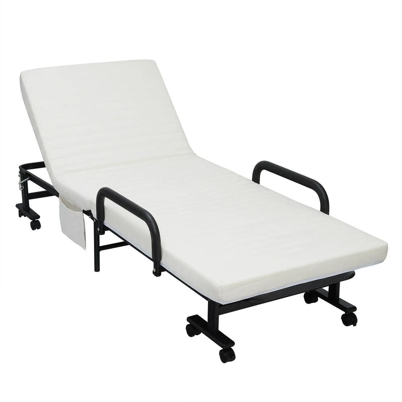 Adjustable Folding Guest Bed Frame with Mattress and Wheels by DirectDeals