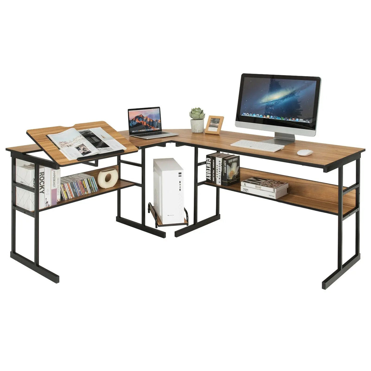 L-Shaped Computer Desk with Tiltable Tabletop, photo 16 of 32