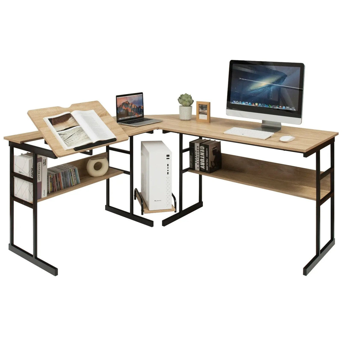 L-Shaped Computer Desk with Tiltable Tabletop, photo 32 of 32