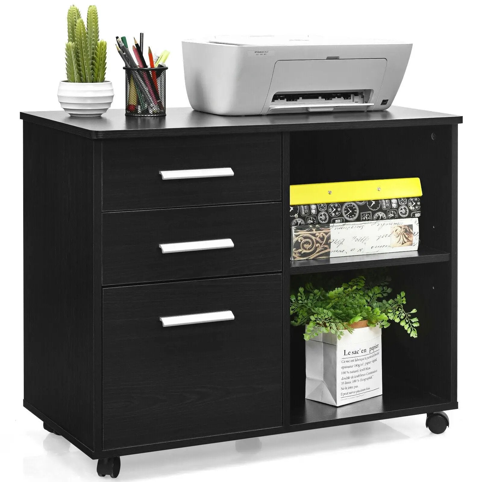 3-Drawer Mobile Lateral File Cabinet Printer Stand by DirectDeals