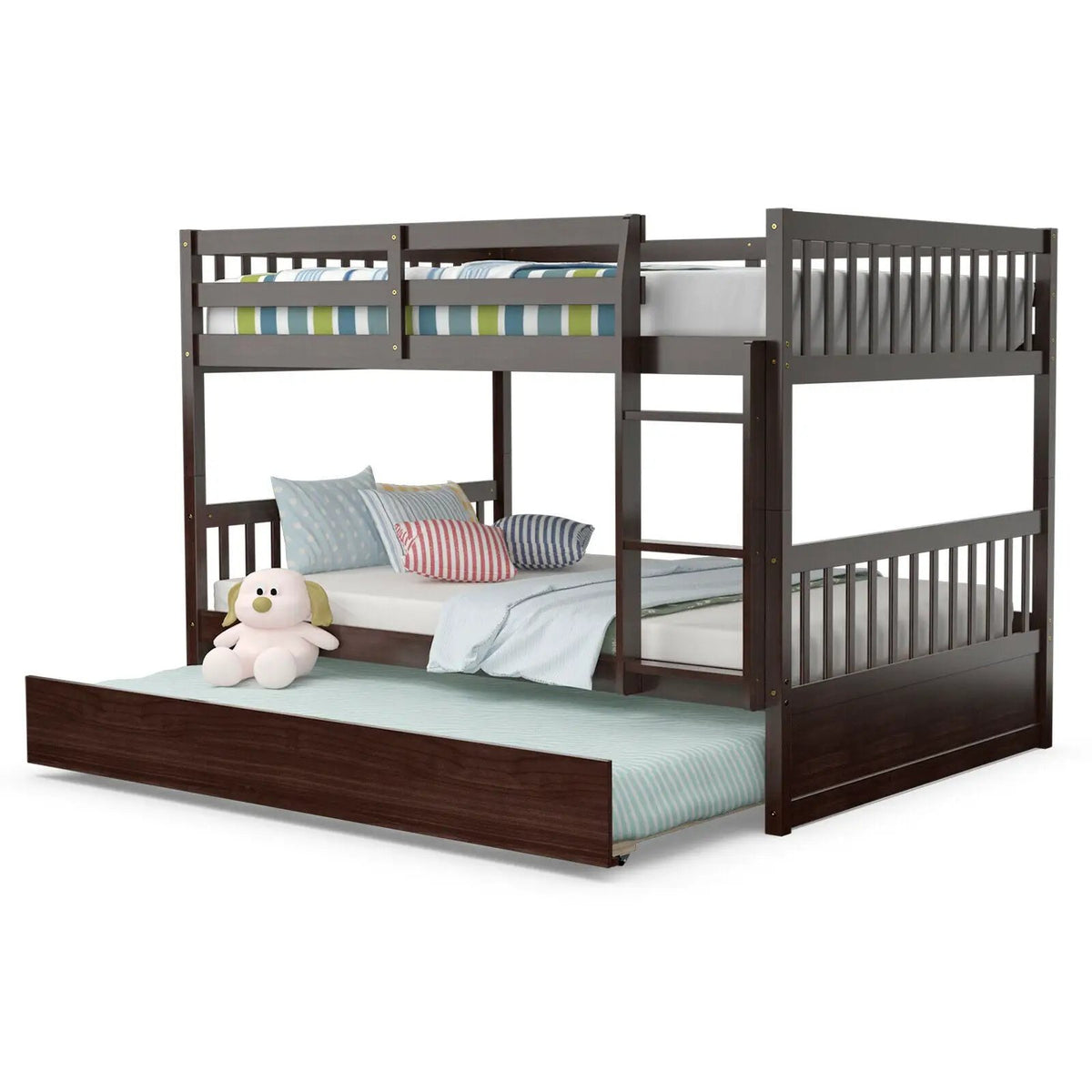 Full over Full Bunk Bed Platform Wood Bed with Ladder, photo 4 of 10