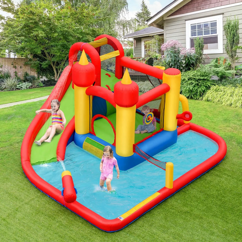 Inflatable Blow Up Water Slide Bounce House with 740 W Blower by DirectDeals