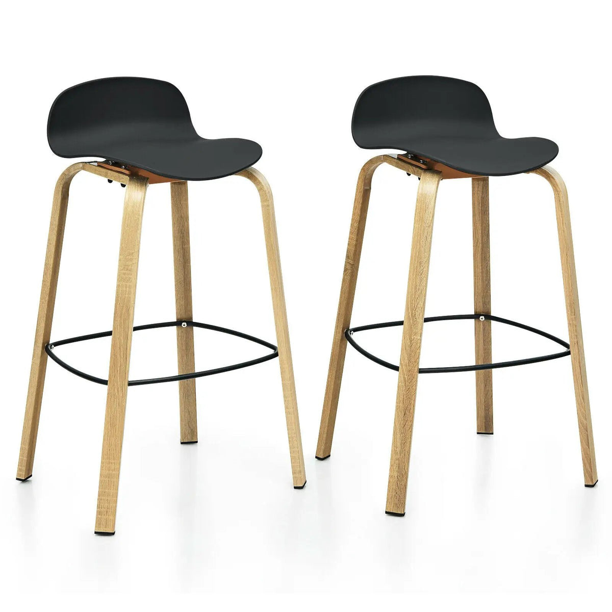 Set of 2 Modern Barstools Pub Chairs with Low Back and Metal Legs, photo 10 of 32
