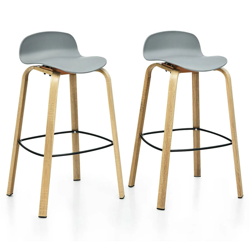 Set of 2 Modern Barstools Pub Chairs with Low Back and Metal Legs by DirectDeals