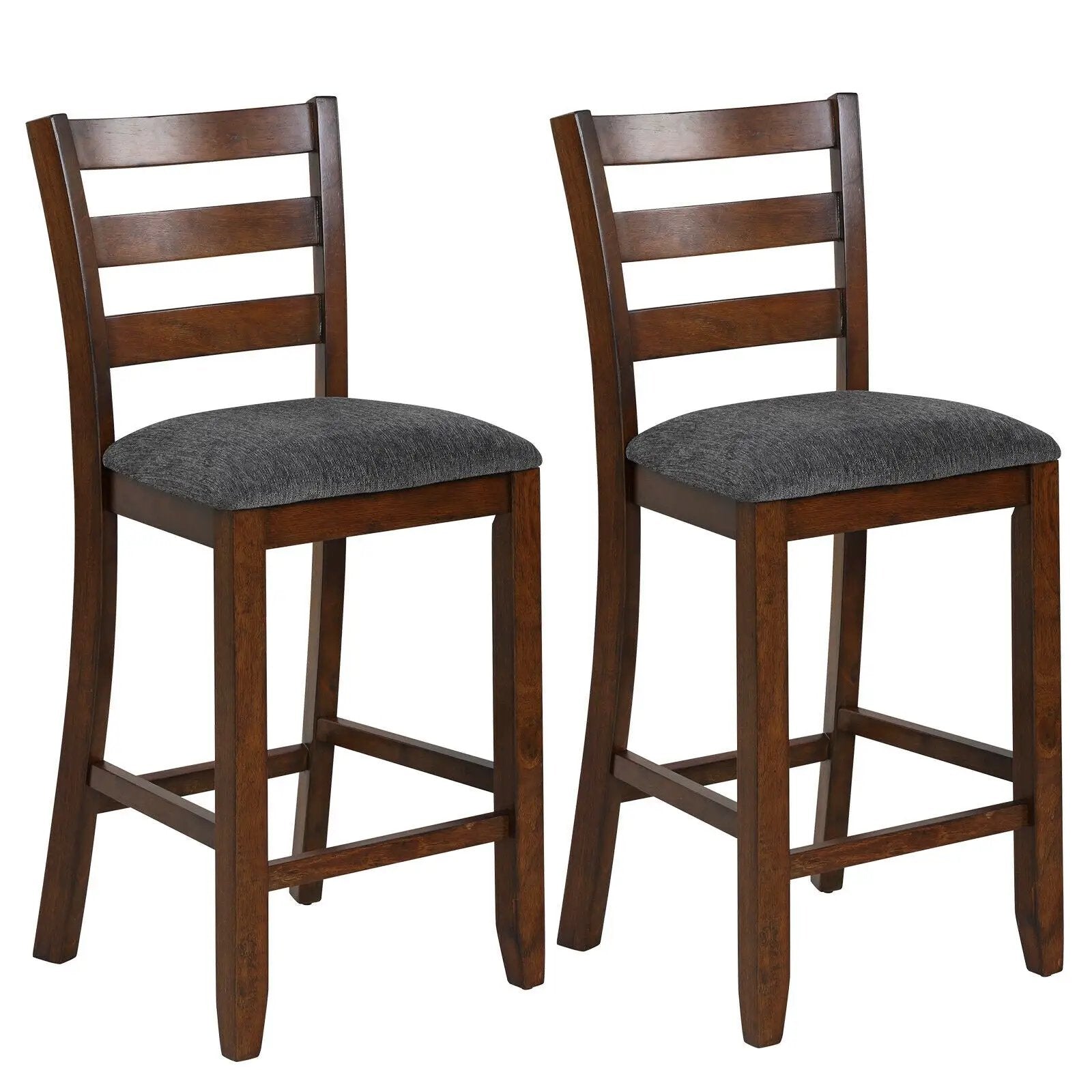 2 Pieces Counter Height Chairs with Fabric Seat and Rubber Wood Legs by DirectDeals