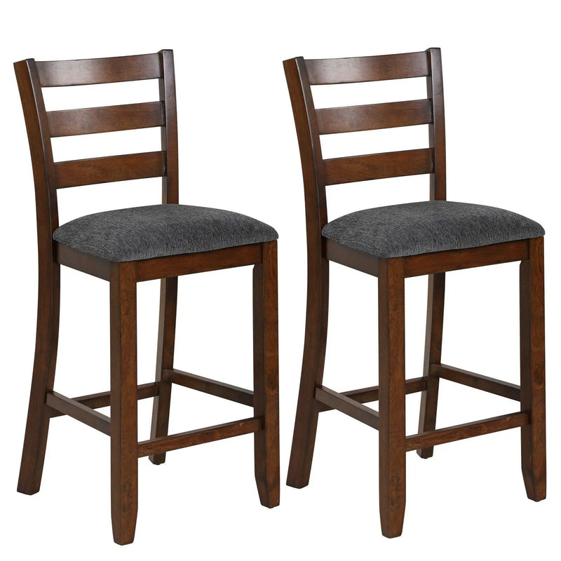 2 Pieces Counter Height Chairs with Fabric Seat and Rubber Wood Legs by DirectDeals