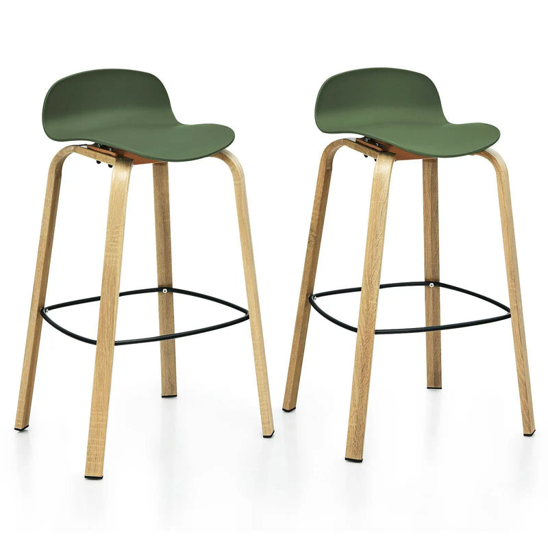 Set of 2 Modern Barstools Pub Chairs with Low Back and Metal Legs by DirectDeals