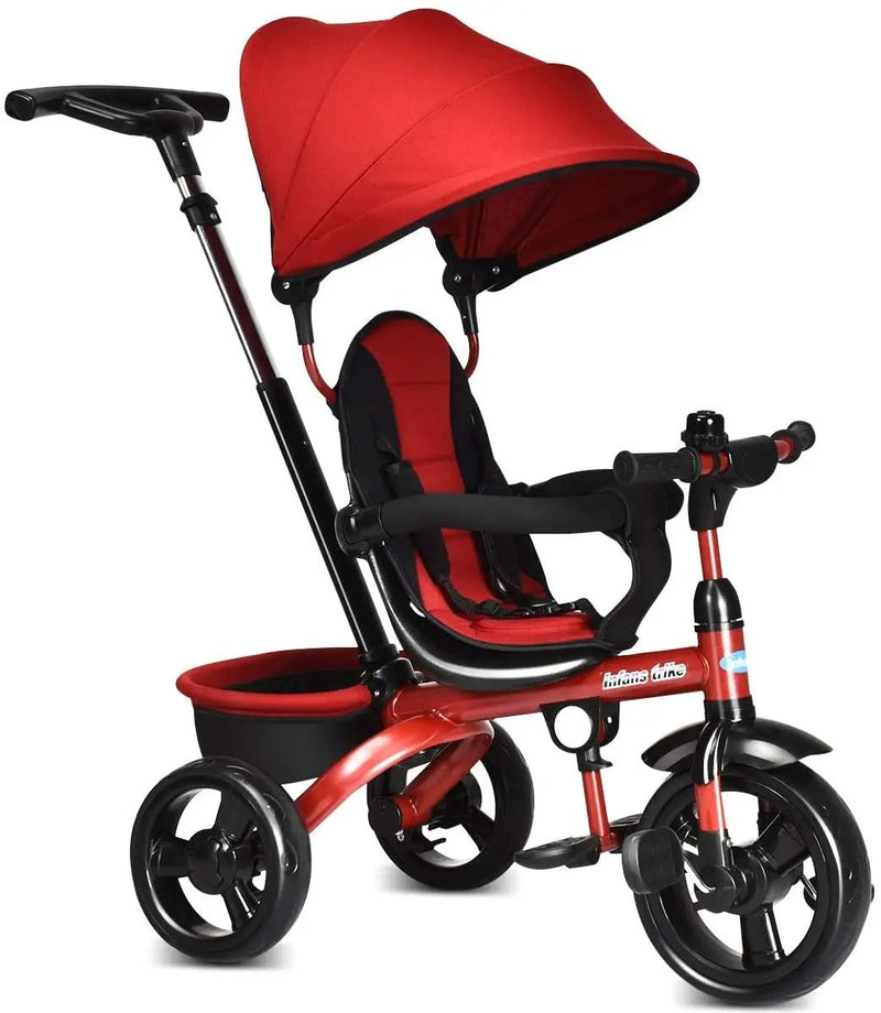 4-in-1 Kids Tricycle with Adjustable Push Handle by DirectDeals