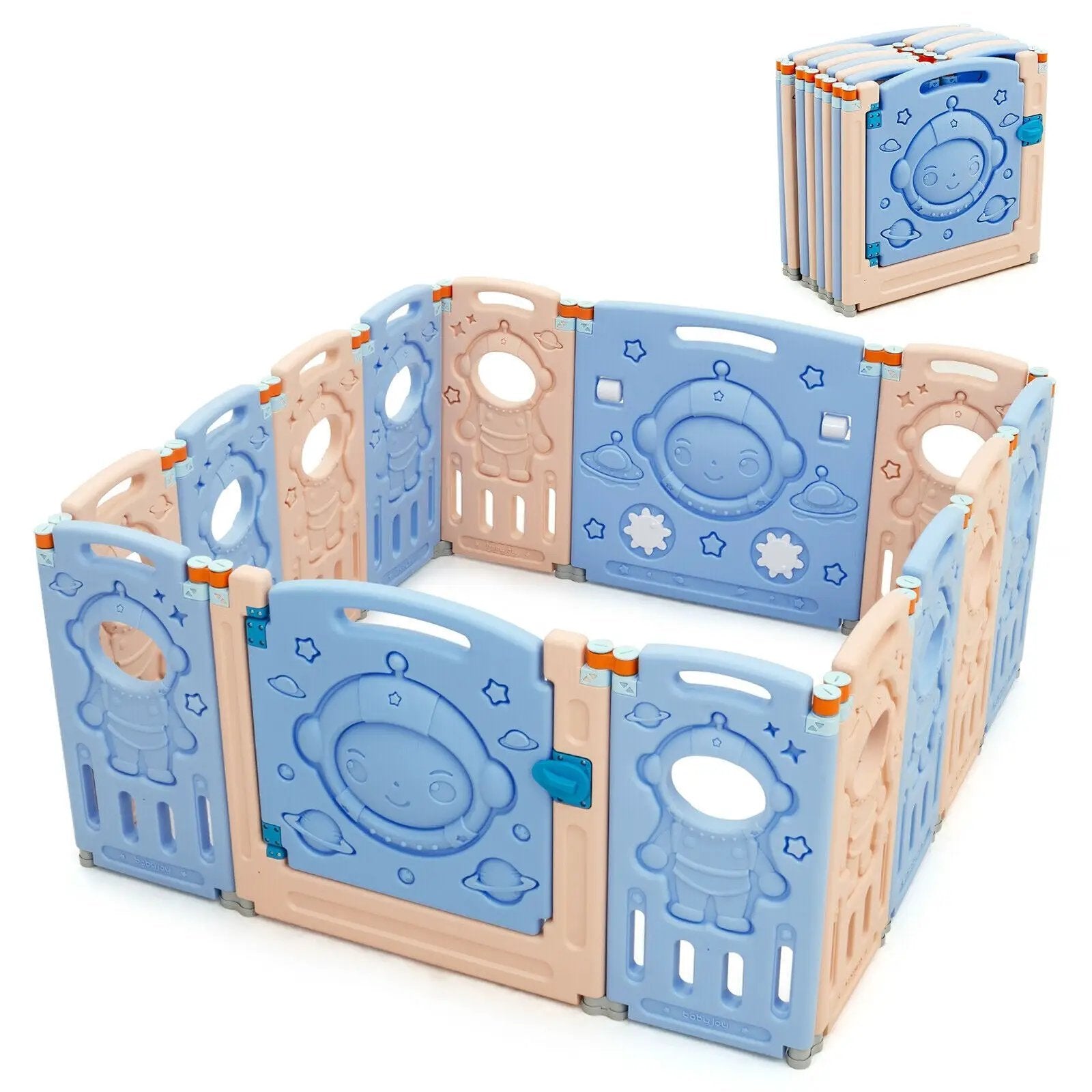 18-Panel Foldable Baby Playpen Kids Activity Center with Lockable Door by DirectDeals