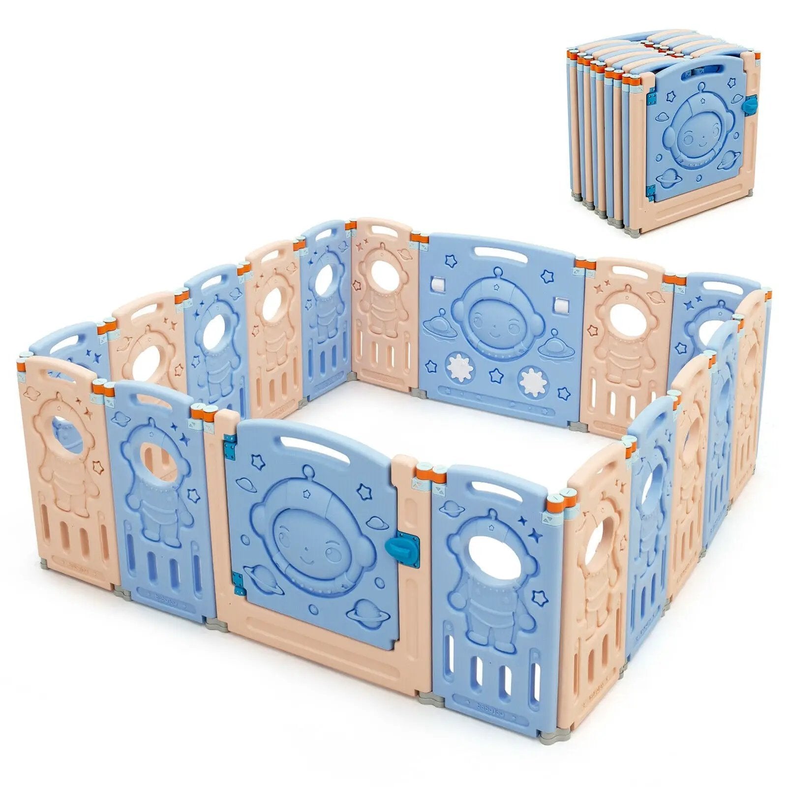 18-Panel Foldable Baby Playpen Kids Activity Center with Lockable Door by DirectDeals