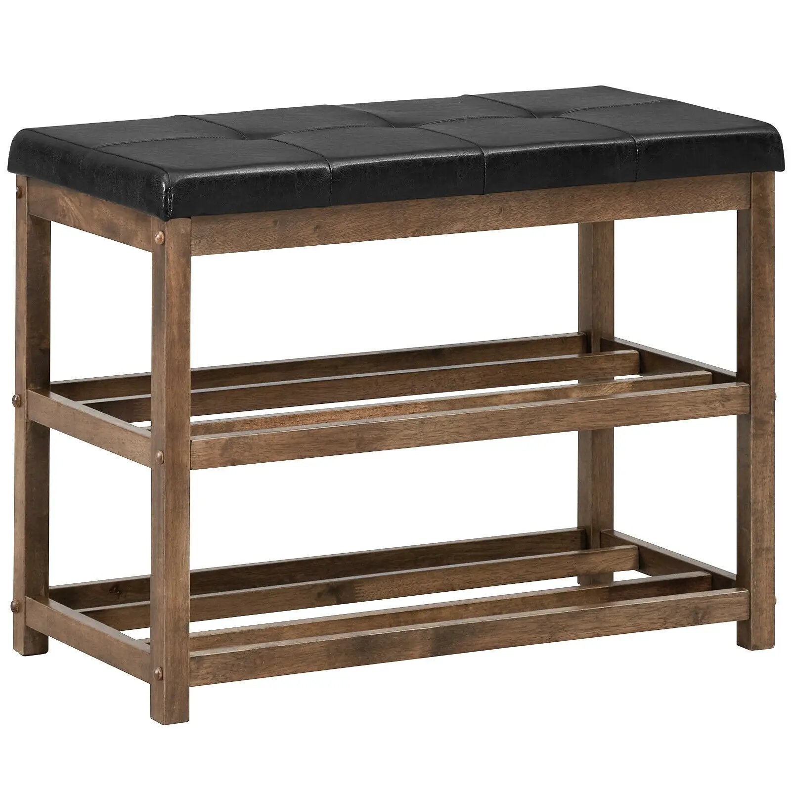 2-Tier Wooden Shoe Rack Bench with Padded Seat by DirectDeals