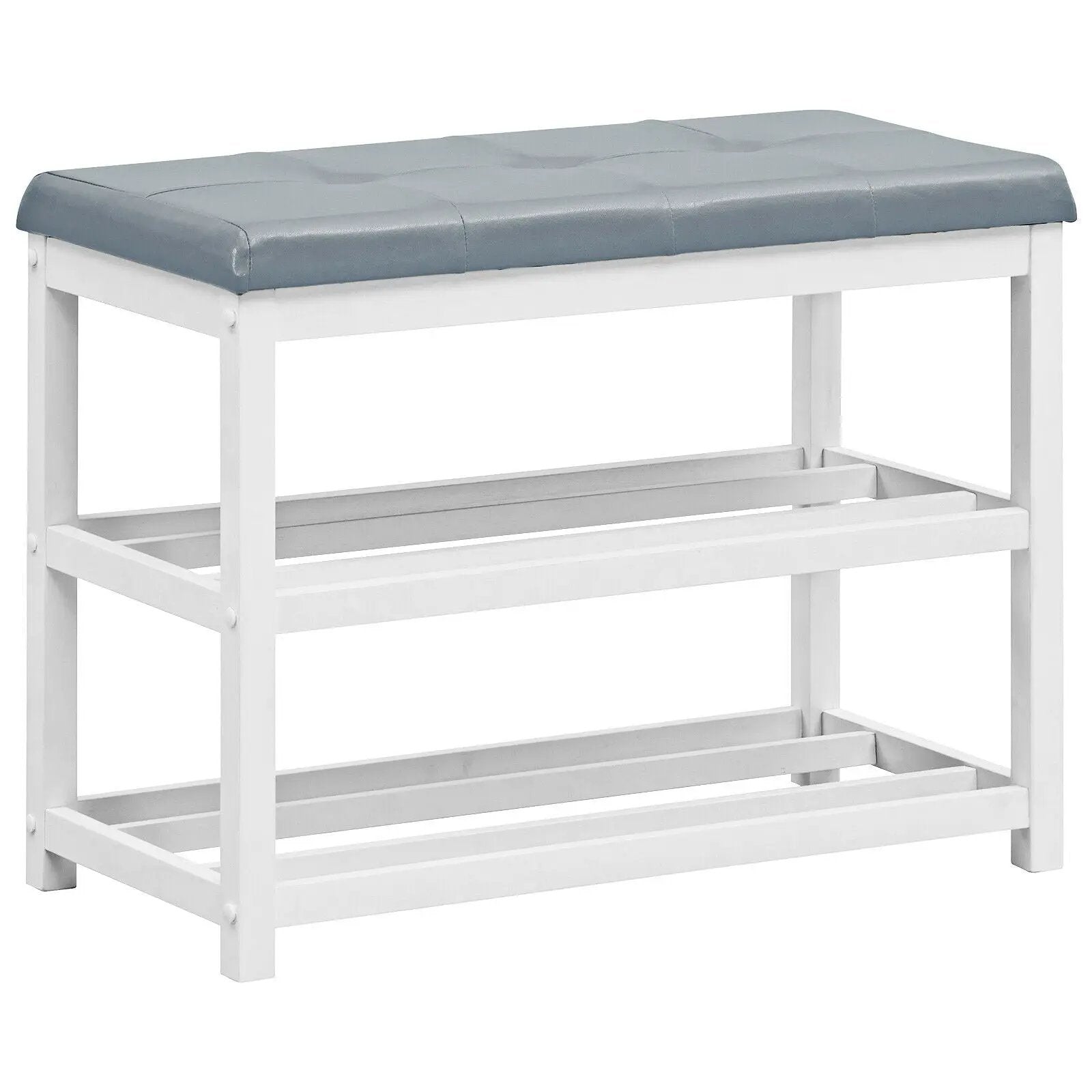 2-Tier Wooden Shoe Rack Bench with Padded Seat by DirectDeals