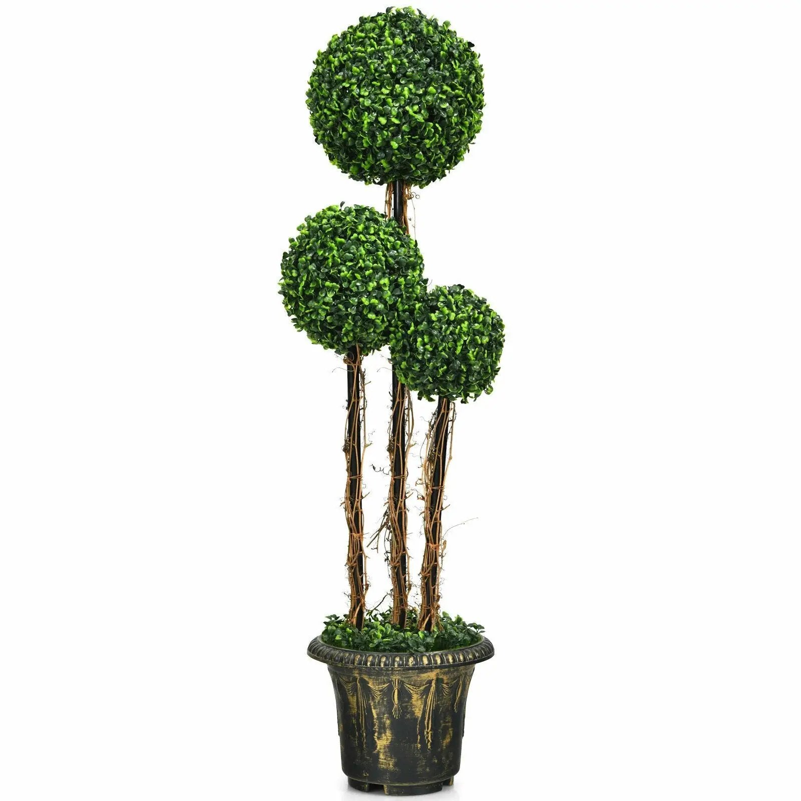 4 Feet Artificial UV Resistant Topiary Triple Ball Tree Plant by DirectDeals