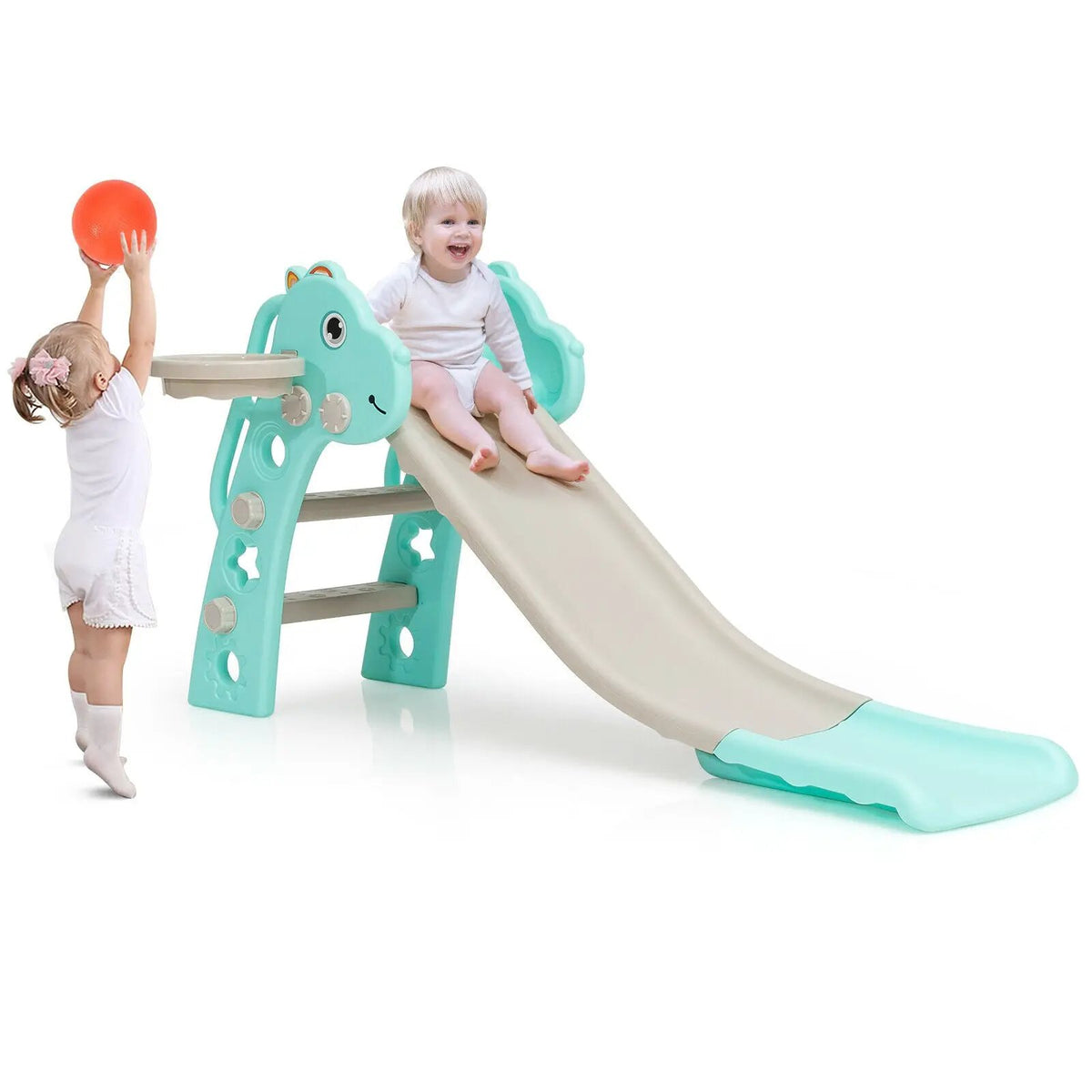 3-in-1 Kids Slide Baby Play Climber Slide Set with Basketball Hoop, photo 12 of 24