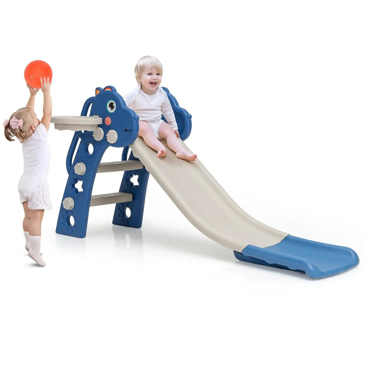 3-in-1 Kids Slide Baby Play Climber Slide Set with Basketball Hoop, photo 20 of 24