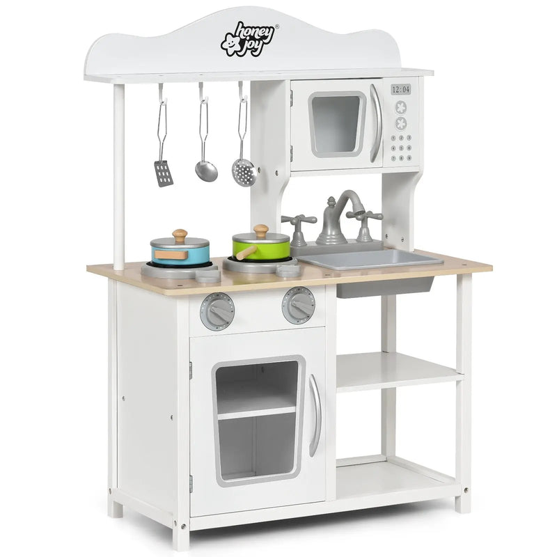 Wooden Pretend Play Kitchen Set for Kids with Accessories and Sink by DirectDeals