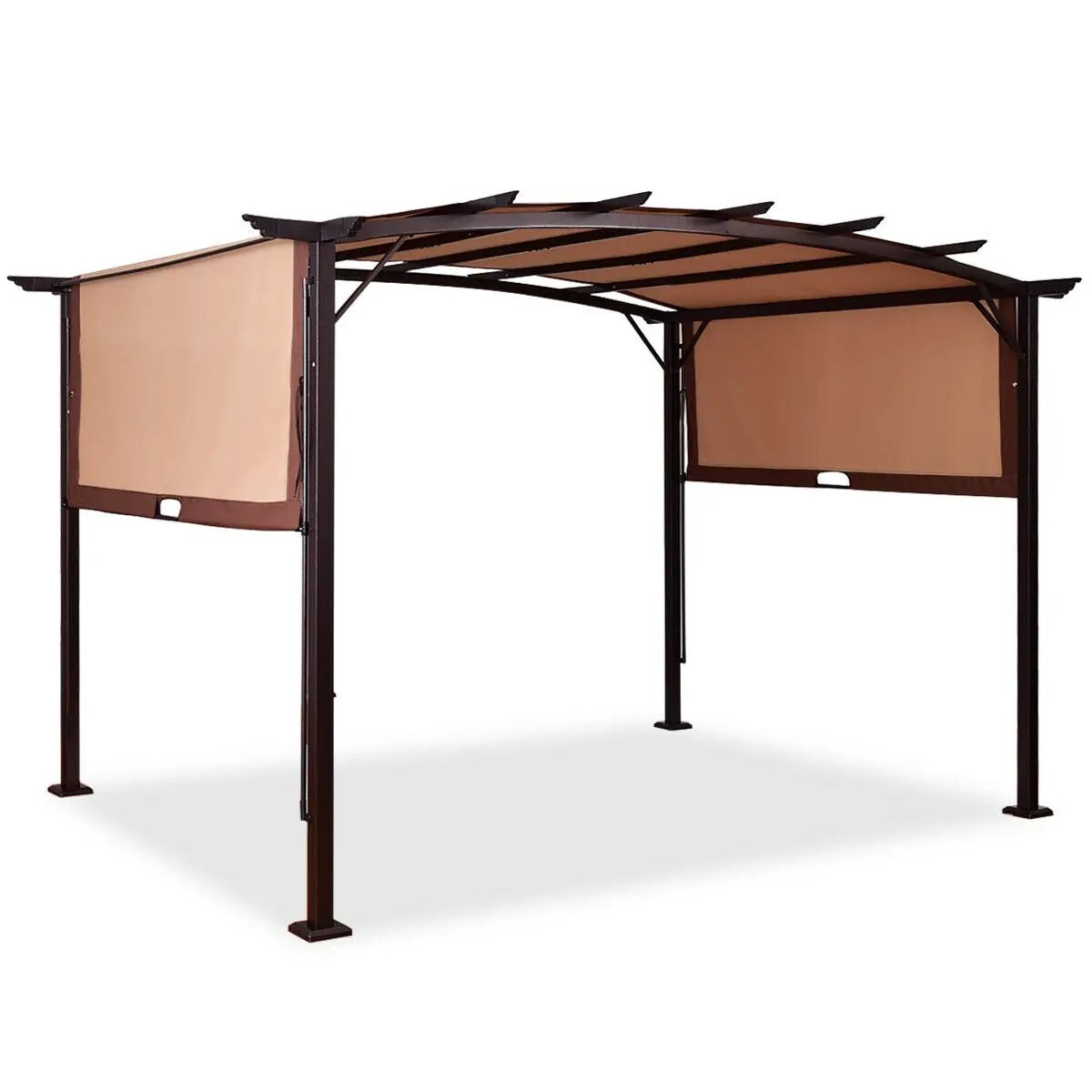 12 x 9 Feet Outdoor Pergola Gazebo with Retractable Canopy Shades by DirectDeals