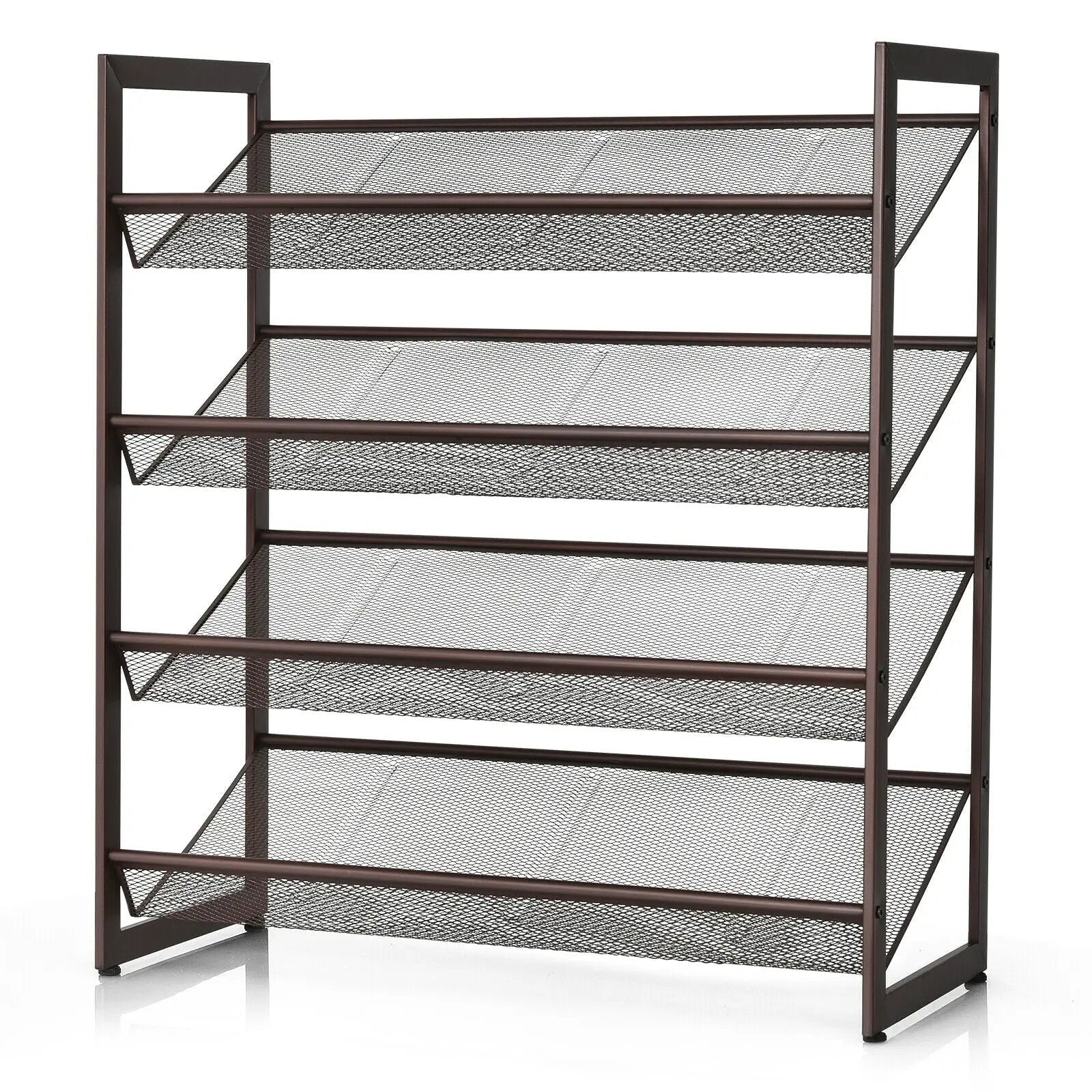 2/3/4 Tiers Flat and Slant Metal Shoe Rack for Entryway Hallway-4-Tier by DirectDeals