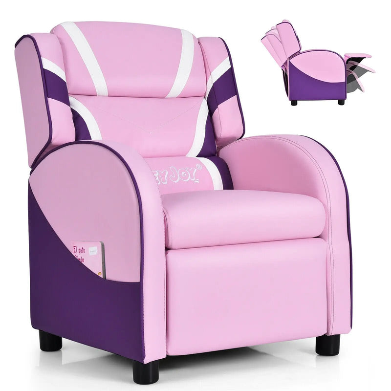 Kids Leather Recliner Chair with Side Pockets by DirectDeals