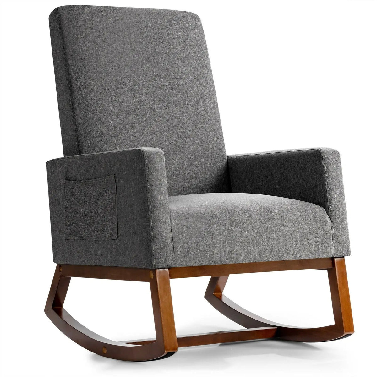 Rocking High Back Upholstered Lounge Armchair with Side Pocket, photo 2 of 9
