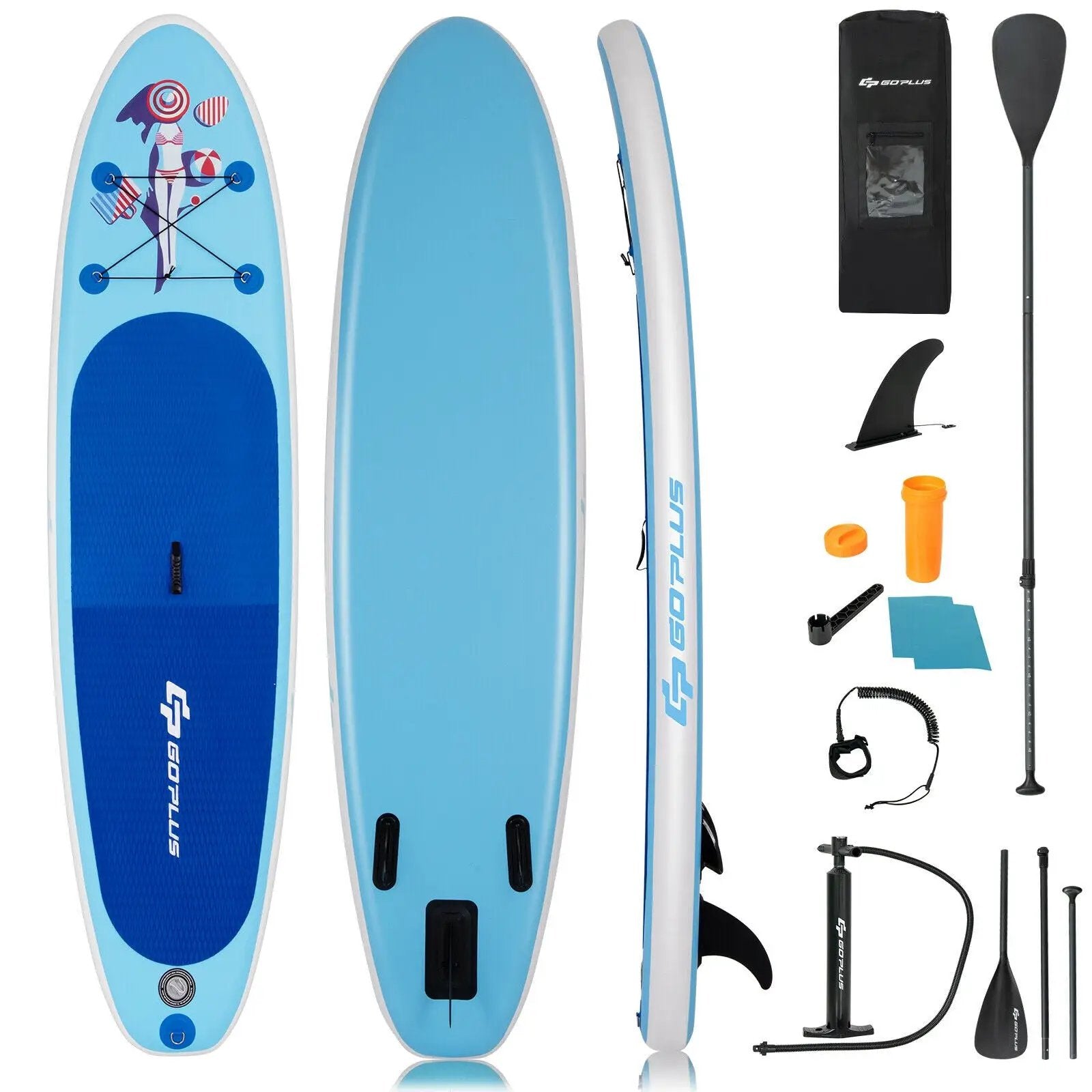 10 Feet Inflatable Stand Up Paddle Board with Adjustable Paddle Pump by DirectDeals