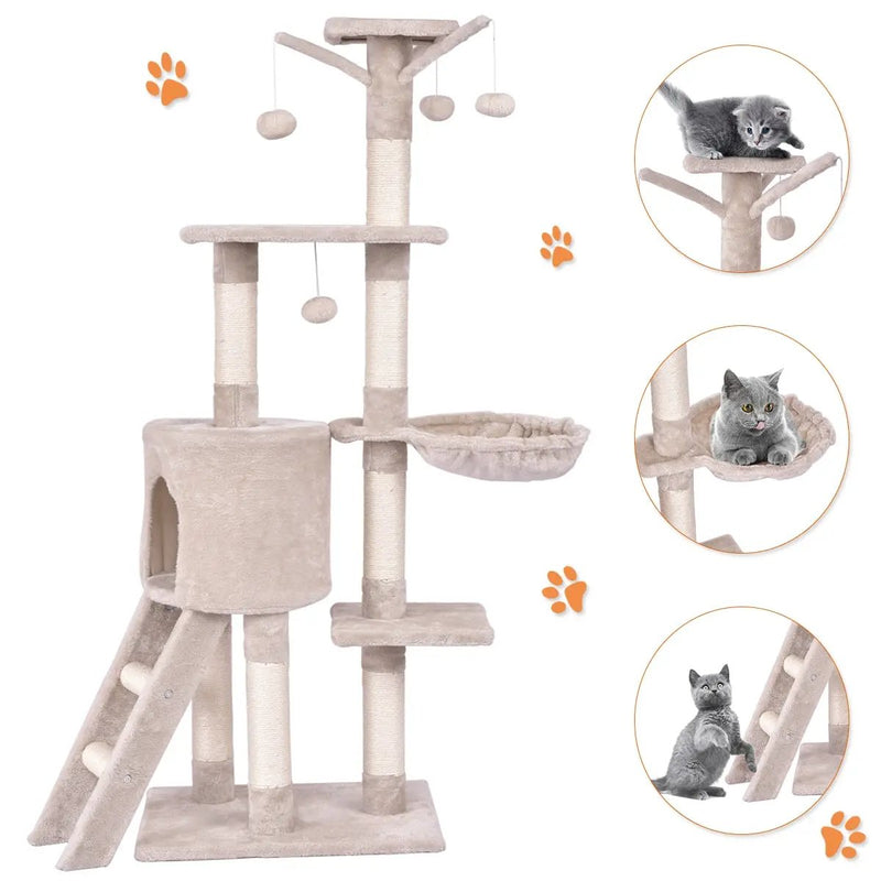 56 Inch Condo Scratching Posts Ladder Cat Play Tree by DirectDeals