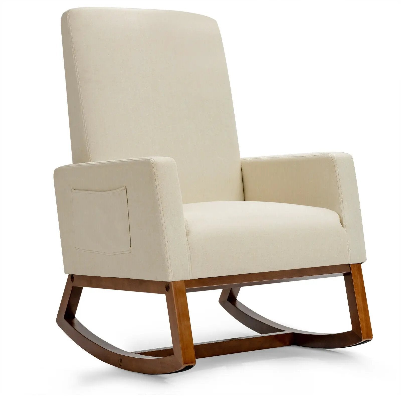 Rocking High Back Upholstered Lounge Armchair with Side Pocket by DirectDeals