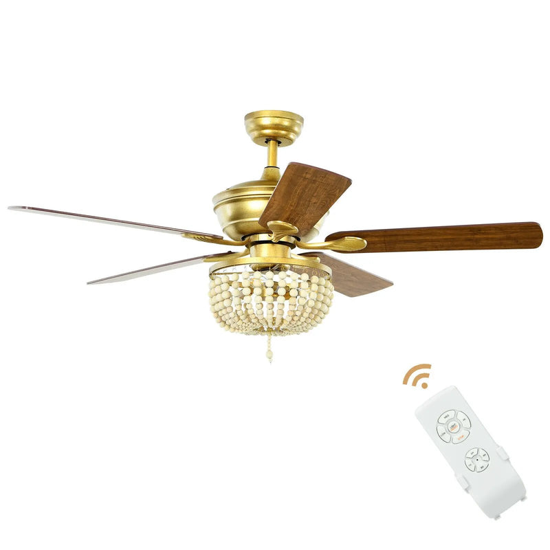 52 Inch Retro Ceiling Fan Light with Reversible Blades Remote Control by DirectDeals