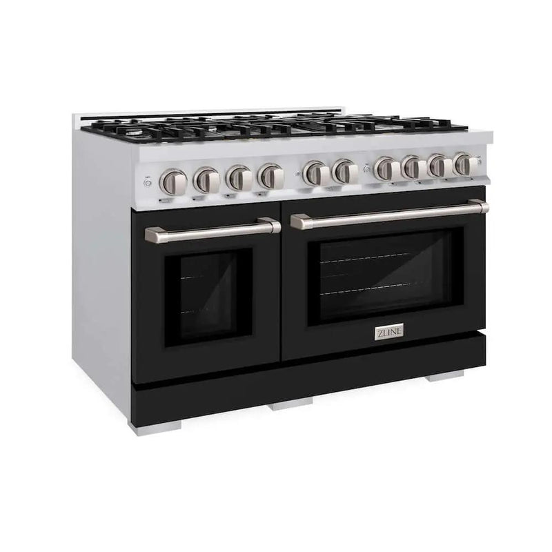 ZLINE 48" Select Dual Fuel Range Gas Cooktop Electric Convection Oven Stainless Steel Black Matte Door HDR-BLM-48 by Farmhouse Kitchen and Bath