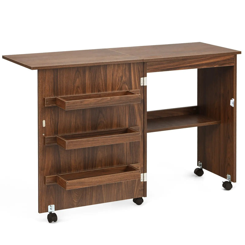 Folding Sewing Craft Table Shelf Storage Cabinet Home Furniture by DirectDeals
