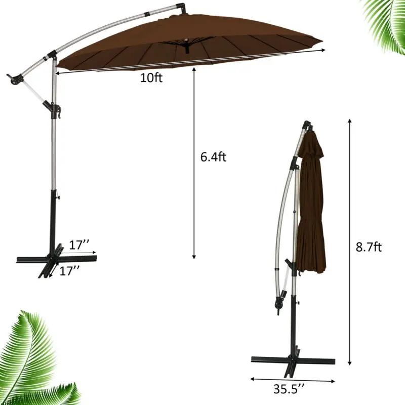 10 Feet Patio Offset Umbrella Market Hanging Umbrella for Backyard Poolside Lawn Garden by DirectDeals
