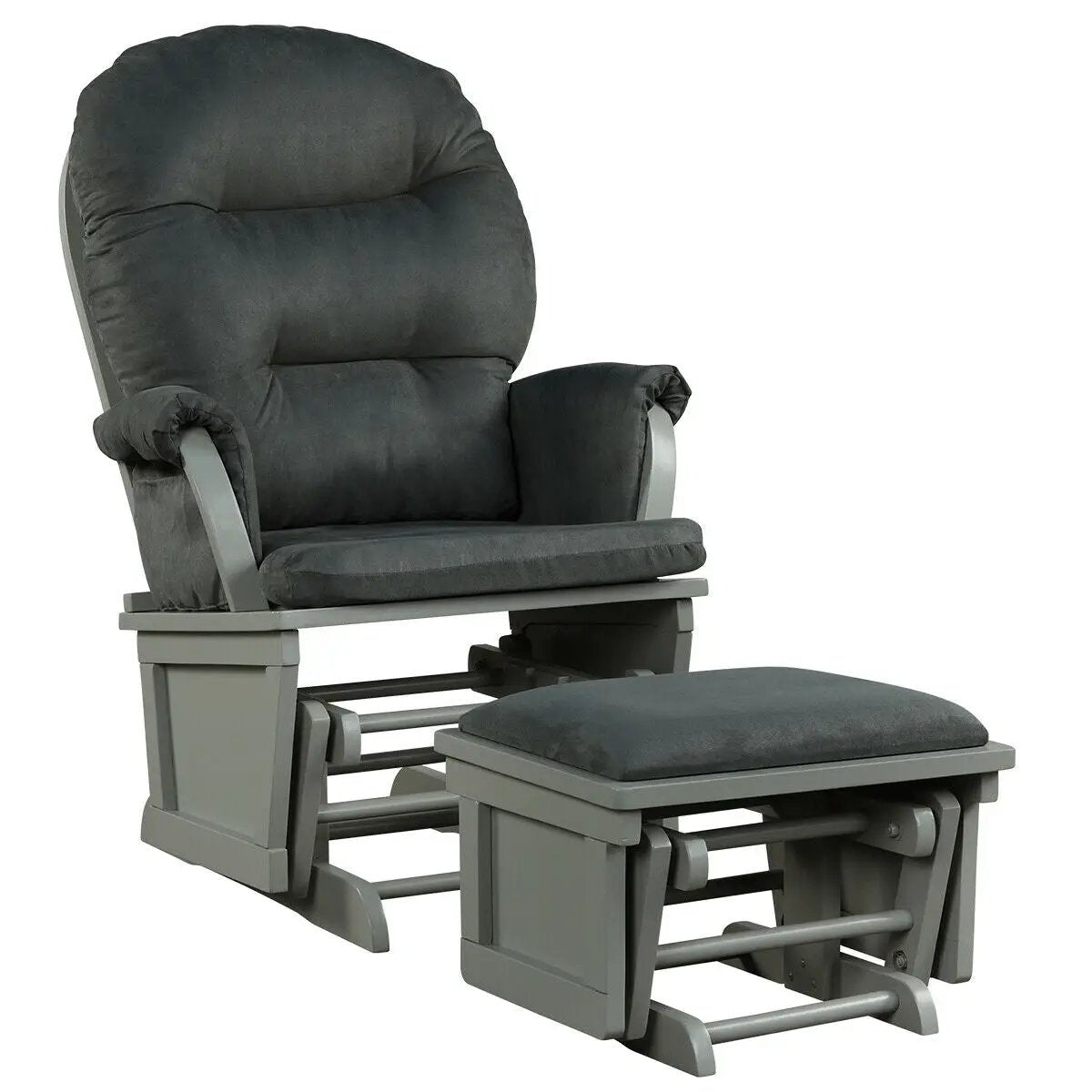 Wood Baby Glider and Ottoman Cushion Set with Padded Armrests for Nursing by DirectDeals